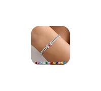 Custom4U Personalised Bracelets for Women Silver Bracelet with 1-5 Names/Birthstones Engraving 5mm Wide and 16cm+3cm Long Ajustable Bracelet Gifts for Birthday, Anniversary, Christmas