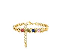 Custom4U Personalised Bracelets for Women Silver/Gold Bracelet with 1-5 Names/Birthstones Engraving 5mm Wide Mother Daughter Bracelet Stainless Steel Bangle Gifts for Birthday, Anniversary, Christmas