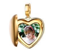 Custom4U Personalised Charm with Photo-Gold Plated Locket Bracelets with Lovely Engraving Wordings-Custom Heart Charms for Women Mum Birthday Christmas