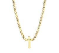 Custom4U Personalised Cross Necklace for Men 5 Custom Names & Cross Gold Mens Necklace 7mm Width 56cm Length Chain jewellery Gift for Dad Boss Grandfather Father’s Day
