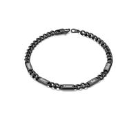 Custom4U Personalised Cuban Link Bracelet for Men, 5mm Width Black Stainless Steel Customized Chain Bracelet with 5 Names Engraved Jewelry Gifts for Men Dad Husband Father 9 Inches Length