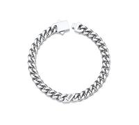 Custom4U Personalised Cuban Link Bracelet for Men, Silver Custom Name Bracelet 12mm Chunky Engraved Name Miami Cuban Link Bracelets Stainless Steel Jewelry Gifts for Men Dad Fathers Day 19cm