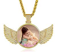Custom4U Personalised Gold Necklace for Men Personal Photo Gifts-Custom Engraving Name Pendant for Teen Boy Son Grandkids-Unique Photo Necklace Costume Jewellery