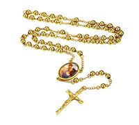 Custom4U Personalised Gold Rosary Beads Catholic Necklace with Engraving-Womens Spiritual Rosaries Jewellery Gifts-Custom Photo 1st Holy Communion Keepsake Present Jesus Cross Rosary Necklaces