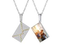 Custom4U Personalised Jewellery Photo Necklace Envelope Letter Lovers for Couple Customisable Gift for Christmas Vanlentine's Day