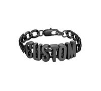 Custom4U Personalised Name Bracelet for Men, 9mm Black Cuban Link Bracelet with Letter Custom Initial Name Cuban Chain Stainless Steel Jewelry Gifts for Men Dad Fathers Day Bracelets 7.4 Inches