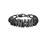 Custom4U Personalised Name Bracelet for Men, 9mm Black Figaro Bracelet with Letter Custom Initial Name Figaro Chain Stainless Steel Jewelry Gifts for Men Dad Fathers Day Bracelets 7.4 Inches