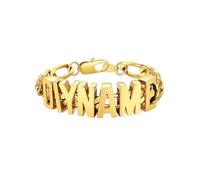 Custom4U Personalised Name Bracelet for Men, 9mm Gold Plated Figaro Bracelet with Letter Custom Initial Name Figaro Chain Stainless Steel Jewelry Gifts for Men Dad Fathers Day Bracelets 7.4 Inches