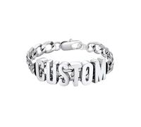 Custom4U Personalised Name Bracelet for Men, 9mm Silver Cuban Link Bracelet with Letter Custom Initial Name Cuban Chain Stainless Steel Jewelry Gifts for Men Dad Fathers Day Bracelets 7.4 Inches