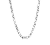 Custom4U Personalised Name Figaro Chain for Men, Custom Name Necklace 7mm Figaro Necklace Stainless Steel Silver Chain for Men Jewelry Gifts for Dad Husband Father Grandfather Family 20+2 Inches
