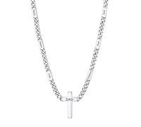 Custom4U Personalised Name Necklace 7 Custom-engraved Names & Cross Stainless Steel Chain 7mm 45cm+5cm Jewelry Gift for Mentor Husband Dad Christmas
