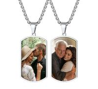 Custom4U Personalised Necklace for Mens Double Photo DogTag Necklace