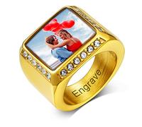 Custom4U Personalised Ring Men Custom Engravable Signet Ring with Name Jewellery for Dad Husband Hubby