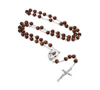 Custom4U Personalised Rosary Beads Catholic for Women Men Custom Wooden Beads Rosary with Picture Metal Cross Y Necklace Chain Customised Photo Rosarys Catholic or Christian Prayer Gifts