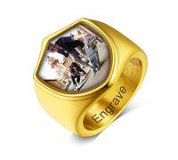 Custom4U Personalised Sentimental Jewellery Ring for Men DIY Engraving with Any Words or Photo You Want