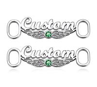 Custom4U Personalised Shoelace Charm Air Jordan Shoe Tags Custom Birthstone Birthday Gifts for Men Women Boy Girl Angel Wings Trainer Gift-Custom Made with Any Name You Want Shoe/Shoelace Tags