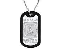 Custom4U Personalised St Florian Necklace Stainless Steel Dog Tag Pendant Protective Jewelry