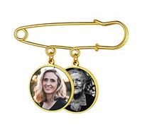 Custom4U Personalised Wedding Bouquet Double Photo Charm Custom Wedding Boutonniere Pin Lapel Bridal Charm