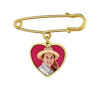 Custom4U Personalised Wedding Bouquet Photo Bridal Charm with Lapel Pin Custom Heart Memprial Keepsake Gift for Bride