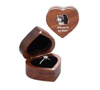 Custom4U Personalised Wooden Wedding Ring Box, Vintage Heart Engagement Ring Holder for Her, Custom Jewellery Gift Box for Proposal, Anniversary, Memory, Ceremony, Wedding Accessories for Groom