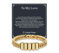 Custom4U Personalized Cuban Link Bracelet for Men, Stainless Steel 18K Gold Plated Customizable Chain Bracelet 1-8 Names Engraved Jewelry Gifts To My Love for Men Dad Husband Father