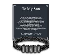 Custom4U Personalized Mens Black Bracelet, 1-8 Names Engraved Stainless Steel Cuban Chain Bracelet, Customized Wrist Chain Jewelry Gifts for Birthday Anniversary