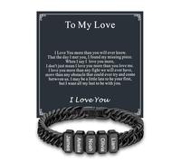 Custom4U Personalized Mens Black Bracelet, 1-8 Names Engraved Stainless Steel Cuban Chain Bracelet, Custom Jewelry To My Love Jewelry Gifts for Man Dad Husband Father