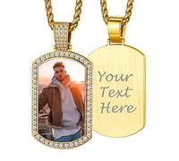 Custom4U Rip Necklace with Pictures 5a Cubic Zirconia Dog Tag for Men Custom Necklace Men