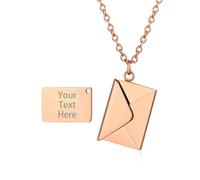 Custom4U Rose Gold Locket for Women and Girls Customised Envelope Necklace with Secret Message Engraved Love Necklace Present for Couples and Family