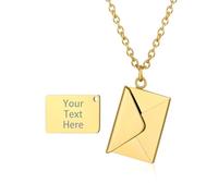 Custom4U Stainless Steel Envelope Necklace Personalised Gold Locket Necklace Secret Love Pendant Gifts Jewellery for Birthday Valentine's Mother's Day Anniversary