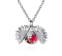 Custom4U Sunflower Personalised Photo Pendant Necklace Engraved Christmas Birthday Valentine's Day Mothers Day Jewellery Gifts for Women Girl