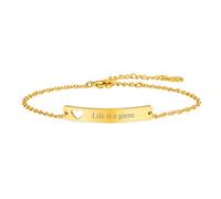 Custom4U Women's Gold Plated Personalised Cuff Bracelet with Name in Gold Engraved Name Chain Bracelet