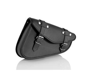 Customaccess AP0003N Left Side Detroit Model Leather Saddlebag for Harley Davidson Sportster/Kawasaki Vulcan S, Black