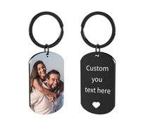 Customaster Personalized Photo Key Chain with Stainless Steel, Unisex, Black- Picture Text Uv, Key Chain, Advanced Laser Engraving, Perfect for Father's Day Gift