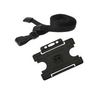 Customcard ltd® 10 x Black ID Badge Safety Breakaway Lanyard & 10 Black Identity ID Card Holders