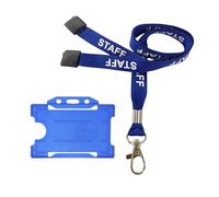 Customcard ltd® 10 x Blue Staff Lanyard Metal Dog Clip with Blue ID Card Holder