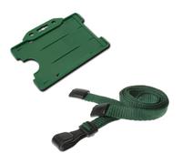 Customcard ltd® 10 x Green ID Badge Safety Breakaway Lanyard & 10 Green Identity ID Card Holders