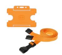 Customcard ltd® 10 x Orange ID Badge Safety Breakaway Lanyard & 10 Orange Identity ID Card Holders