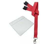 Customcard ltd 20mm Red Lanyard and a Clear Flexible Pocket 60 x 90mm