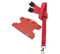 Customcard ltd 20mm Red Lanyard and a Red Open Faced Double Sided Landscape Card Holder