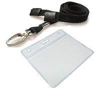 Customcard Ltd Black Lanyard with ID Card Pocket - Sturdy Lobster Clip - Safety Break - Fully Enclosed Flexible Card Pocket Holder- Durable Lanyards for Neck - Quick Release -Conference/Office (Black)