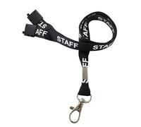 Customcard Ltd Black Staff Lanyard with Safety Break & Metal Clip - 45cm Drop, 15mm Width - Comfortable & Durable Staff Lanyards for Office, School & Events - Professional Black Design (Pack of 1)