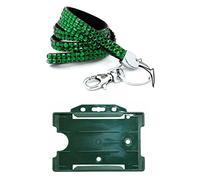 Customcard ltd® Bling Diamante Rhinestone Green Lanyards and a Green Open Face ID Card Holder