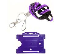 Customcard ltd BlingHolderPurple Diamante Rhinestone Lanyard with Open Face ID Card Holder - Purple