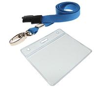 Customcard Ltd Blue Lanyard with ID Card Pocket - Sturdy Lobster Clip - Safety Break - Fully Enclosed Flexible Card Pocket Holder - Durable Lanyards for Neck - Quick Release - Conference/Office (Blue)