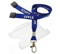 Customcard ltd® Blue Staff Lanyard Metal Clip Safety Breakaway & Opaque Open Faced Card Holder (Pack of 1)