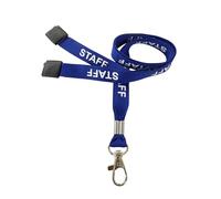 Customcard Ltd Blue Staff Lanyard with Safety Break & Metal Clip - 45cm Drop, 15mm Width - Comfortable & Durable Staff Lanyards for Office, School & Events - Professional Blue Design (Pack of 50)
