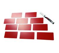 Customcard Ltd Chalkboard Write on Reusable Name Badges RED with pin (Pack of 10) with Chalk Marker (badgepin)