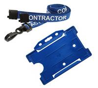 Customcard ltd® Contractor Lanyard Contractor Neck Strap & Blue ID Card Holder x 1 Plastic Dog Clip