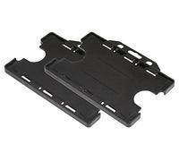 Customcard Ltd Double-Sided ID Card Holder - Secure, Black Plastic for 2 Credit-Sized Cards (85mm x 54mm) - Durable, Lightweight for Work, School, Events- ID Card Holder for Lanyard (Black, Pack of 2)